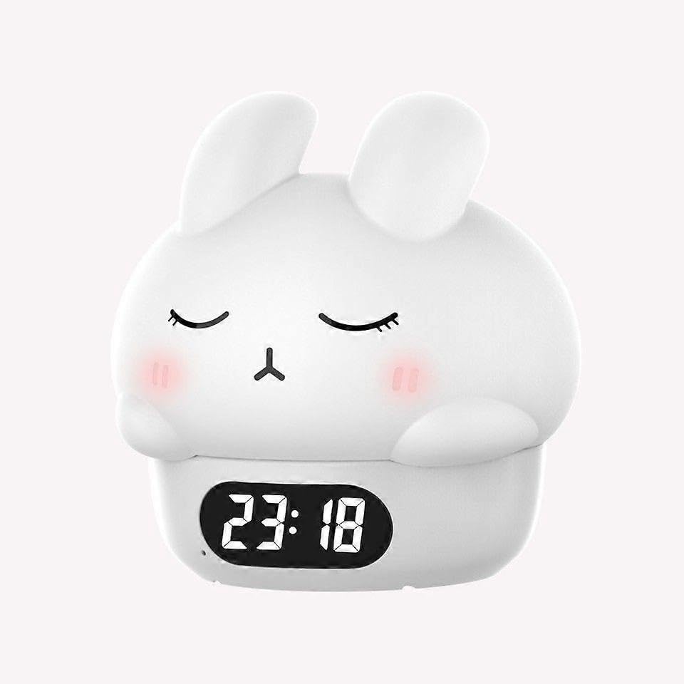 Veilleuse lapin et horloge numérique double alarme pour décoration de chevet