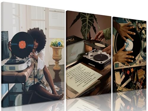 Black Girl Wall Art Set of 3, African American Wall