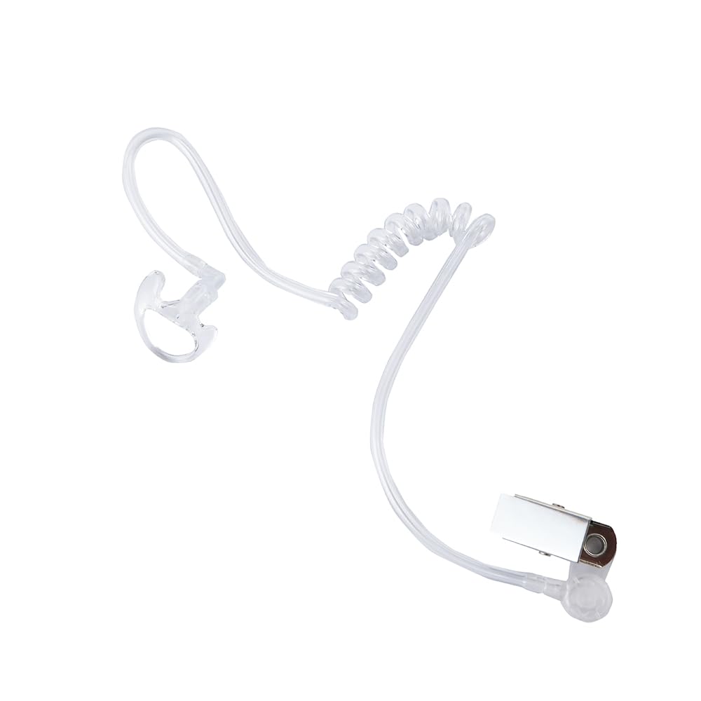 Auricular de 3,5 mm para radio, cable en espiral con cable con tubo acústico A3 y auriculares de repuesto transparentes medianos, compatible con Motorola Kenwood ICOM (negro, paquete de 4)