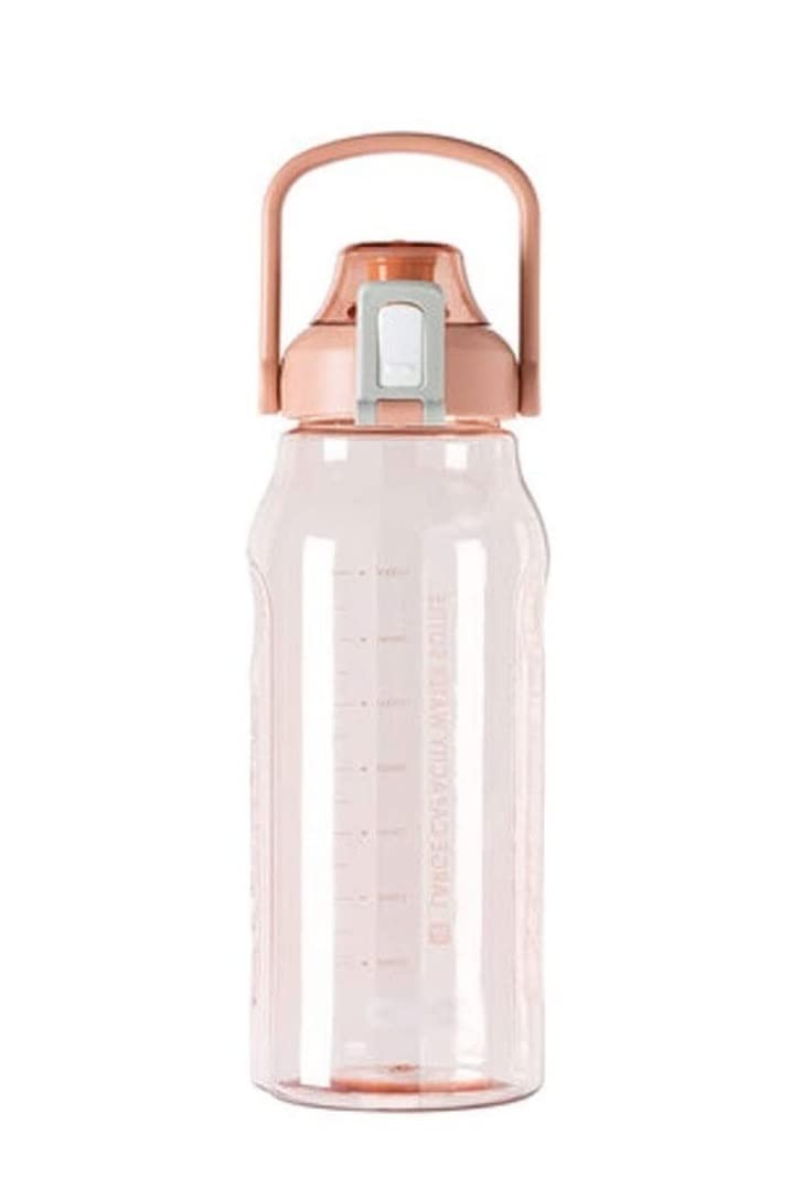 Trinkflasche, Wasserflasche mit Markierung, halb Gallonen motivierter Wasserflasche mit Stroh, Breiten Mundwasserkrüge for Sport Sportflasche BPA-freie(Orange,1500ml)