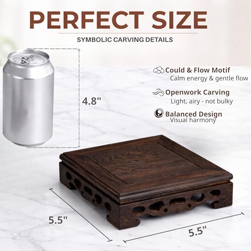 Estatua de Madera Zen Master Thich Nhat Hanh con Base Oriental 5.5x5.5 miniatura 3