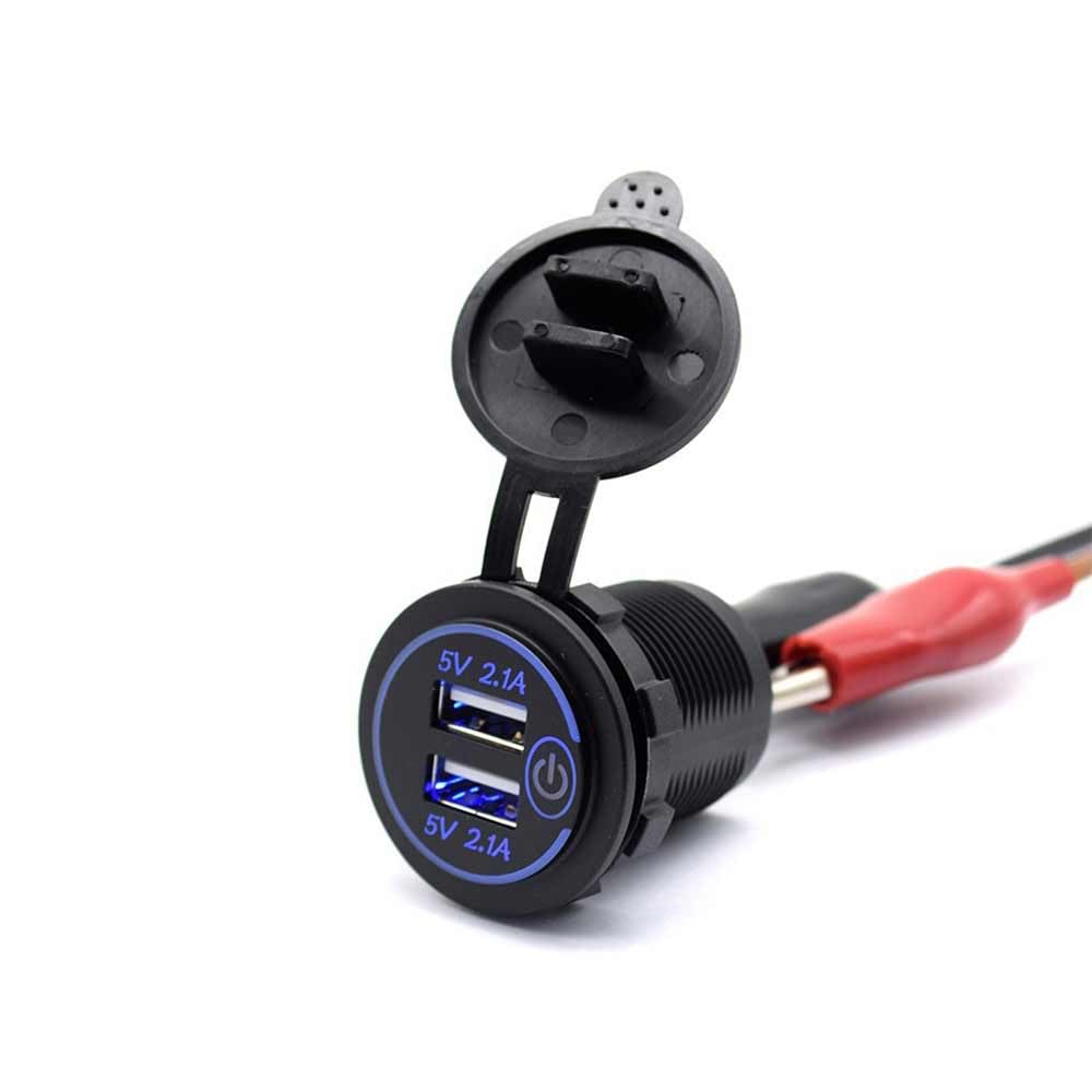 4.2A Dual USB Car Charger Modified Touch Screen Switch, 12/24V to 5V Charger for Marine Truck Motorcycle Car etc