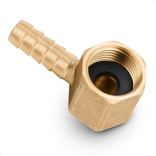 BFG Adaptador Codo para Cocina de Gas 1/2' BSP Hembra x 10mm Extremo de Manguera, Latón, Arandela...