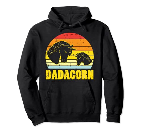 Dadacorn sunset retro dad unicorn fathers day daddy papa men felpa con cappuccio