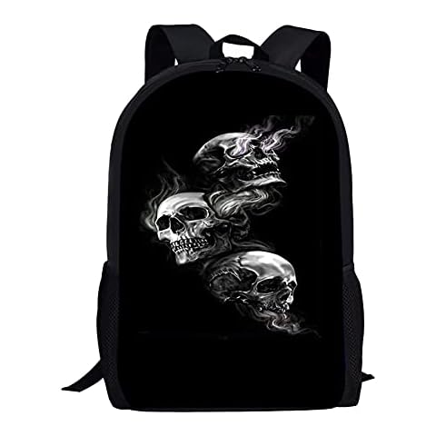 Binienty Mochila escolar para niños, niñas, adolescentes, mochila casual, Calavera ahumada Cover
