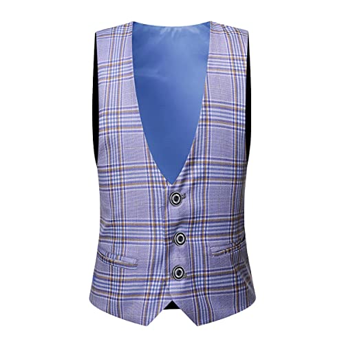 SWOTGdoby Boys Suits 3 Piece Slim Fit Check Plaid Kids Tuxedo Suits for Boys Formal Dress Blazer Jacket Pants Vest Wedding - Image 6