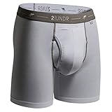 2Undr Men's Day Shift Boxer Brief, White/Grey, Large