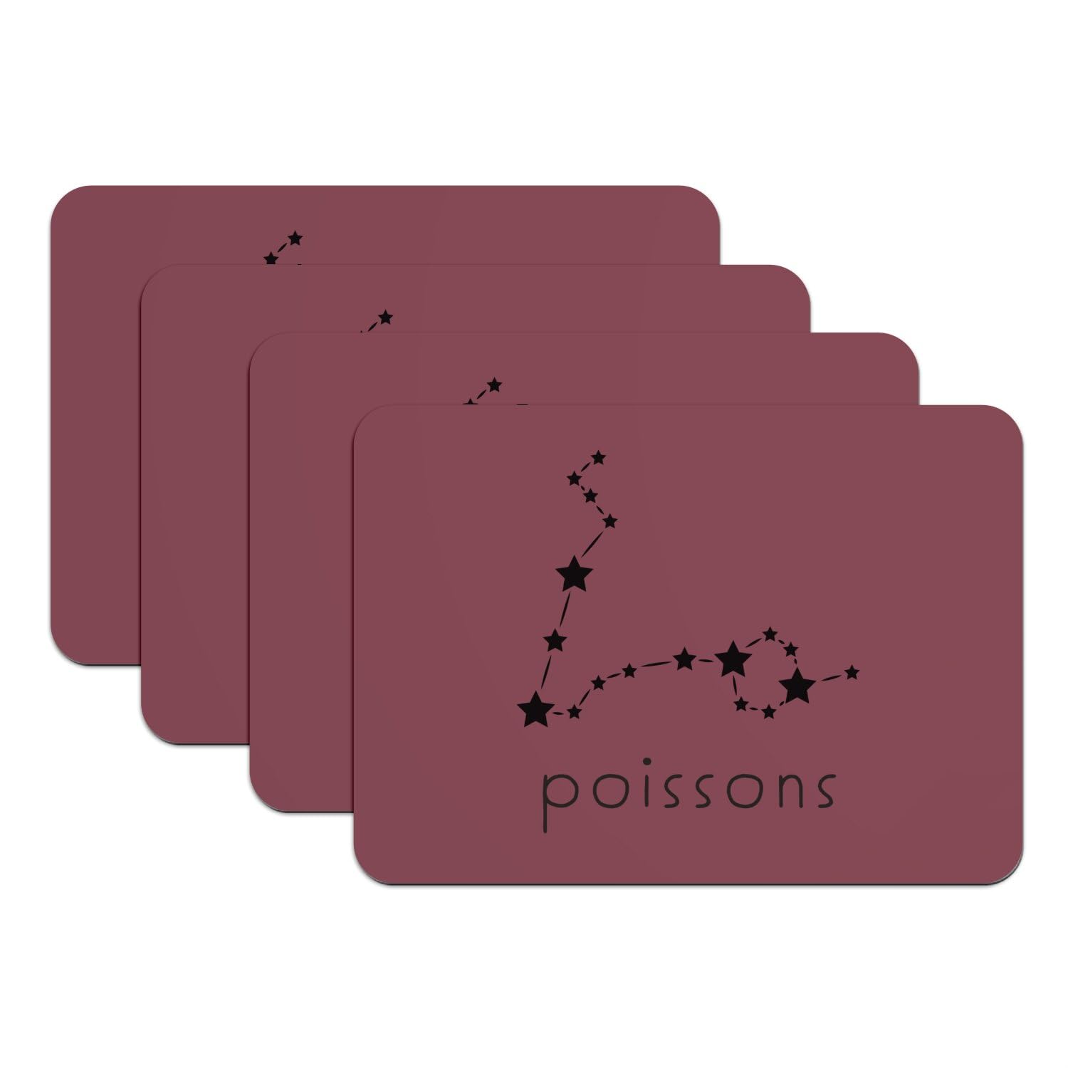Set de table rouge poissons constellation astrologie grand format