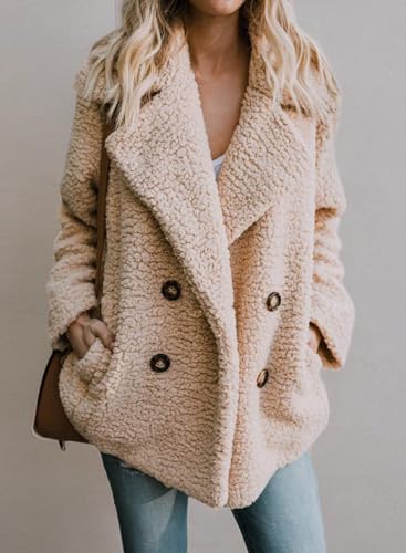 Dokotoo Womens 2024 Winter Fleece Teddy Bear Sherpa Jacket Coats with Pockets 5