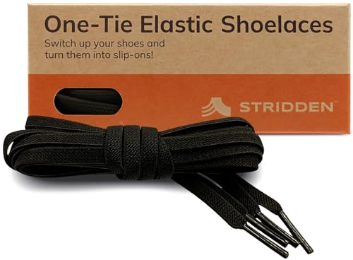 STRIDDEN 1 Pair One-Tie Elastic Flat Shoelaces for Sneakers Boots, Eco-Positive Stretch Lace Turns...