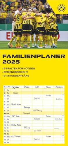 BVB Familienplaner 2025: Der Kalender für Fußball-Familien: Terminplaner mit 5 Spalten und den Stars des BVB. Ein Familien-Kalender mit viel Platz für Notizen. (Bundesliga Kalender Heye)
