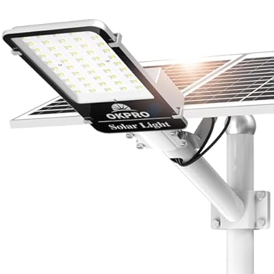 OKPRO 12000W Solar Street Lights Outdoor, 7000K Solar Parking Lot Lights Commerical Dusk to Dawn, Outdoor Street Light Heavy Duty, Wide Angle Solar Flood Lights IP66 Waterproof with Remote Control