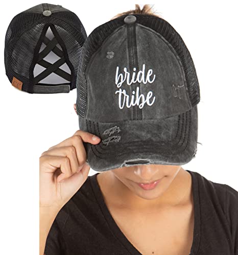 Image of Funky Junque Womens Baseball Cap Dad Hat Ponytail Messy Bun Trucker Ponycap