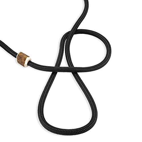 ROMNEYS Moxonleine Durham 6 mm – handgefertigte Retrieverleine & Agilityleine mit Hirschhorn-Zugstopp – Leine & Halsband in einem – Hundeleine Made in Germany (Schwarz, 130 cm)