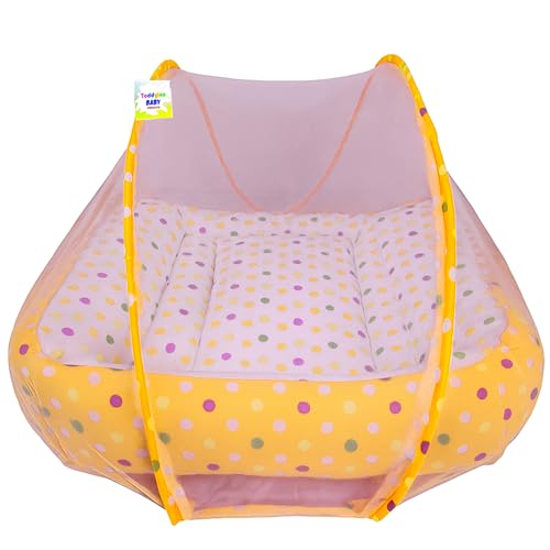 Image of Toddylon Baby Lounger Set Mosquito Net Cotton Essentials Infants Boy Girl (0-12 Months) Yellow