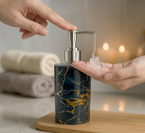 Image of Italian Design Liquid Soap Dispenser| Sanitizer Dispenser | Lotion Dispenser | Shampoo Dispenser | Handwash Bottle | Metallic Grey Finish, 350ml (Italian White & Italian Black)
