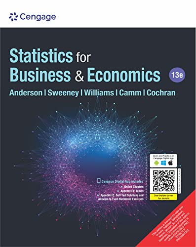 Statistics for Business & Economics, 13TH EDITION 9353502519 Book Cover