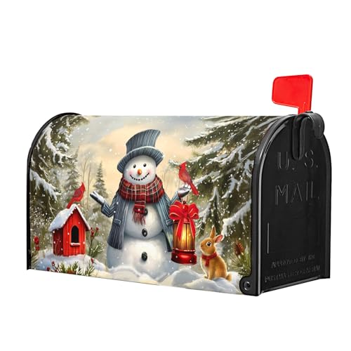 Image of Christmas Mailbox Covers Magnetic Standard Size 18 X 21 Inch Winter Snowman Magnetic Mailbox Cover Snowflakes Bird Mailbox Wraps Post Box Cover Decoration Outdoor Garden Home Yard Outside