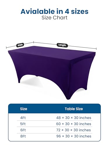 Image of Utopia Kitchen Spandex Tablecloth 2 Pack [8FT, Purple] Tight, Fitted, Washable and Wrinkle Resistant Stretch Table Cloth Rectangle Cover for Trade Show, Weddings & Parties [96Lx30Wx30H Inch]