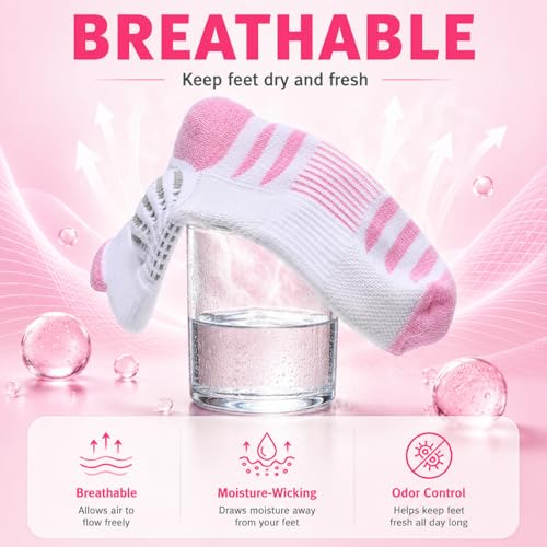Image of IRAMY Compression Ankle Support Socks Women - Wicking, Cushioned Athletic, Plantar Fasciitis Relief 2 /3 /6 Pairs