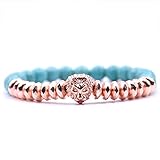 Piedra, Piedra Natural, Turquesa con Cabeza de león Rosa, Cuentas de circón con microincrustaciones, Accesorios de Ropa Personalizados