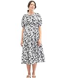 Motherhood Maternity Women's Maxi Maternity Dress for Causal, Photoshoot, or Baby Shower, White Ditsy, Medium