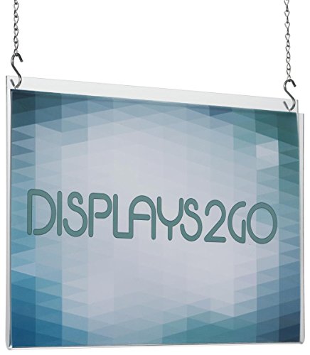 Ceiling Suspended Clear Acrylic Poster Frame Displays 17 x 11-Inch Signs, Double-Sided Display, Slide-in Side Loading - Sold in A Set of 4