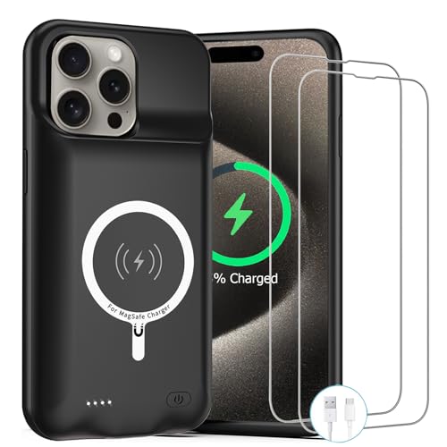 ZUEUS Battery Case for iPhone 15 Pro 10000mAh Rechargeable Portable Charging Case with Wireless Charging Compatible for iPhone 15 Pro (6.1 inch) with CarPlay Extend Battery Pack Charger (Black)