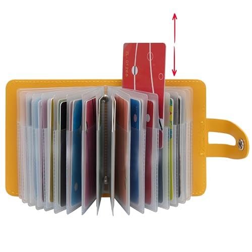 KELEKELE Credit Card Holder Wallets for Men Women Genuine Soft Leather with 40 Reinforced Card Slots (Yellow)