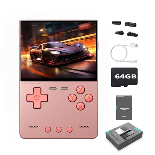 Image of Trimui Brick Hammer Metal Body Handheld Game Console Retro Gaming Handheld 3000mah Battery Allwinner A133p 3.2 inch IPS RGB Lighting Vibration Pink
