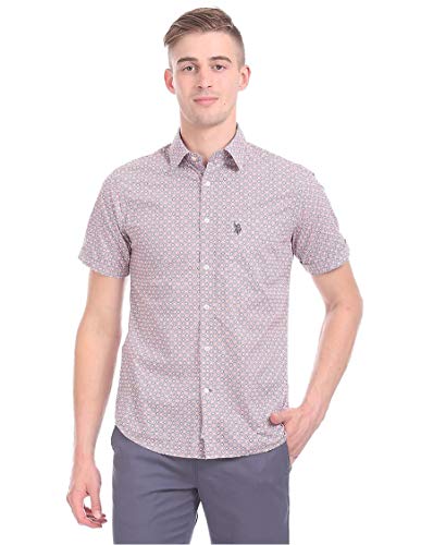 Image of US Polo Association Men's Solid Regular Fit Button Down Shirt (USSH6039H Grey, Blue and Red 3XL)