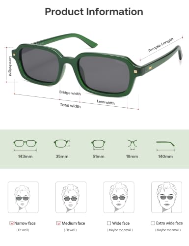 Image of SOJOS Trendy Rectangle Polarized Sunglasses Womens Mens SJ2610