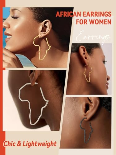 FaithHeart African Earrings for Women, 14K Gold Plated Stainless Steel Large Hoop Earrings Hypoallergenic Lightweight Huggie Hoops Womens Jewelry with Gift Box4