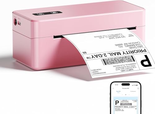 LabelCreate Bluetooth Thermal Shipping Label Printer, 2410BT 4x6 Label Printer for Small Business, Pink Label Printers Compatible with iPhone/Android & PC, Widely Used for USPS, FedEx, Tiktok