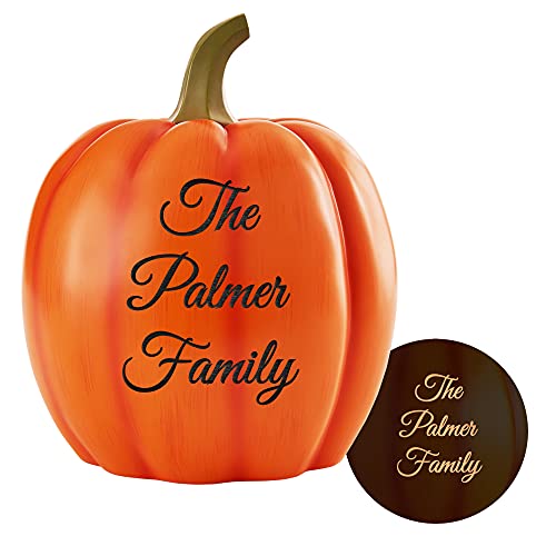 Let's Make Memories Personalized Light-Up Pumpkin - Custom Text - Resin - Indoor/Outdoor - Halloween Décor - Fall Décor - Halloween Party - Any Message - Orange - XL