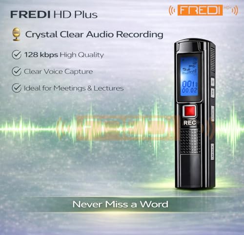 Image of FREDI HD PLUS Voice Recorder, Digital Voice Recorder for Meetings, Lectures & Students, 8GB Built-in, Portable Audio Recording Device with Mic & Speaker, Long Battery, MP3 Playback