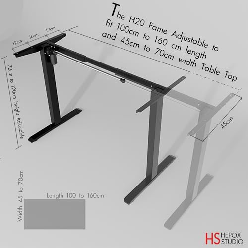 Image of Electric Height Adjustable Desk Frame Only | Adjustable 100cm-160cm Table Top Sit-Stand Desk Base | Ergonomic Heavy Duty Steel Frame | Black Finish, 1-Year Warranty, Installation Option Available
