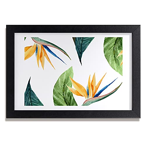Affiche fleurs tropicales 30x20 sous cadre bois déco tableau salon moderne Tulup