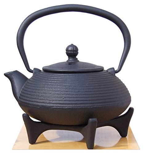 Star salvamanteles 125 y hierro fundido negro Zen Ripple Té Pot Hervidor de agua 0,4 litro – a una persona tetera – estilo japonés Tetsubin