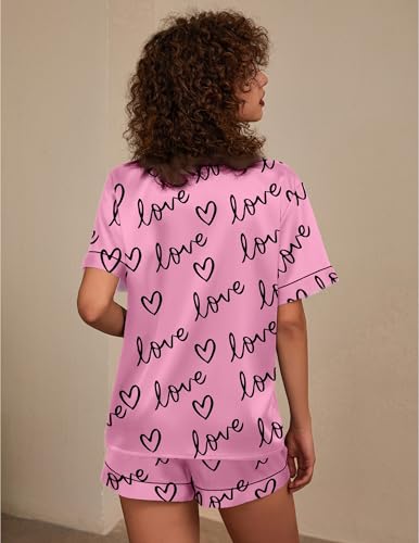 Image of Ekouaer Silk Pajama for Women Short Sleeve Satin Pj Set Two Piece Soft Sleepwear Loungewear S-XXL