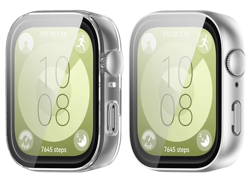 Protège-écran Huawei Watch Fit 3 coque rigide polycarbonate verre trempé transparent argent