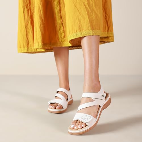 Image of Littleplum Womens Sandals Arch Support - Comfortable Flat Sandals for Women, Summer Breathable Adjustable Orthotic Walking Shoes for Beach,Travel
