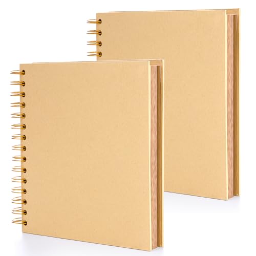 Tosnail - Álbum de recortes DIY 2 unidades, 8 x 8 pulgadas, 160 páginas en papel kraft grueso, libro de recuerdos, libro de firmas para bodas y aniversarios, familia y escuela miniatura 1