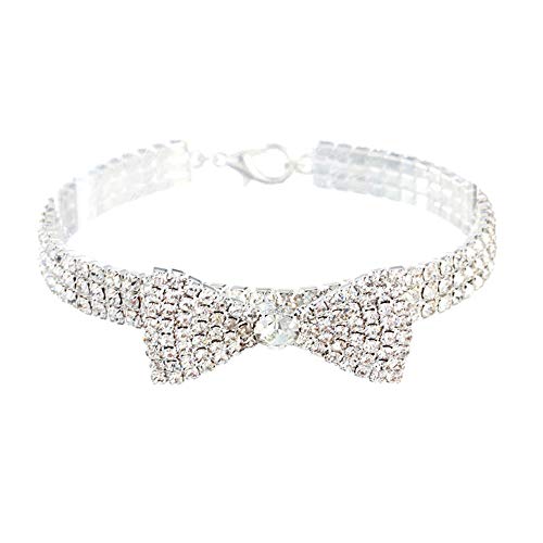 RayMinsino Haustierhalsband mit Diamanten, Verstellbarer Kristalldiamant Melonenbogen Hochzeitskatze und Hund Kleiner mittlerer Haustierhalskettenschmuck Cover