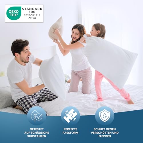 Utopia Bedding Matratzenschoner 200 x 200 cm Wasserdicht, Mit Elastisch Eckbändern, Oeko-TEX Zertifiziert Matratzenauflage Atmungsaktive, Matratzenschutz Weiß 6