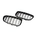 SNA Real Carbon Fiber F10 Grille, Front Kidney Grill for 2010-2016 BMW 5 Series F10 F11 And F10 M5 (Double Slats Gloss Black Grill, 2-pc Set)