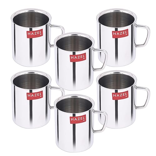 Image of HAZEL 210 ml Each Stainless Steel Double Wall Green Tea Coffee Big Sobar Mug, Set of 6