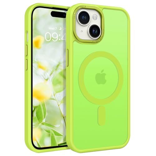 Coque iPhone 15 Plus MagSafe idéale pour un quotidien actif et stylé en vert fluo