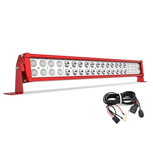 YITAMOTOR 120W LED Light Bar Red 24 inches Spot Flood Combo LED Work Light Bar with Wiring Harness Off Road Driving Light Compatible for Jeep, SUV, Truck, Car, ATV, 4x4, 4WD, Boat