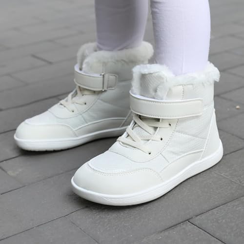 Little Kid Lined Plush Sport Shoes Boys Girls Wide Winter High Top Sneakers Faux F𝐮r Ankle Boots Warm Walking Shoes 5